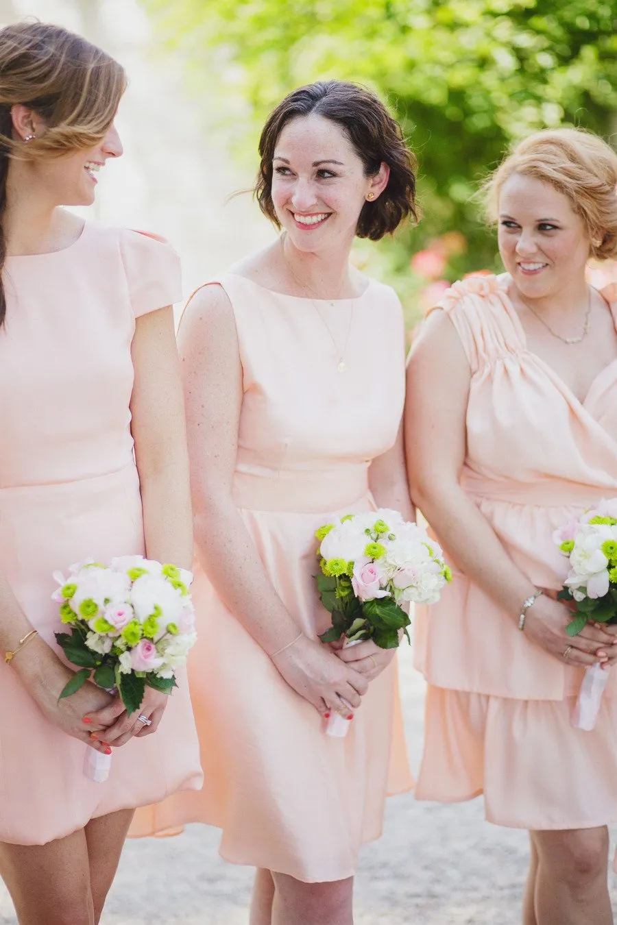 Chic A-line Short/Mini Scoop Neck Sleeveless Short/Mini Above Knee Chiffon Bridesmaid Dresses OHS121