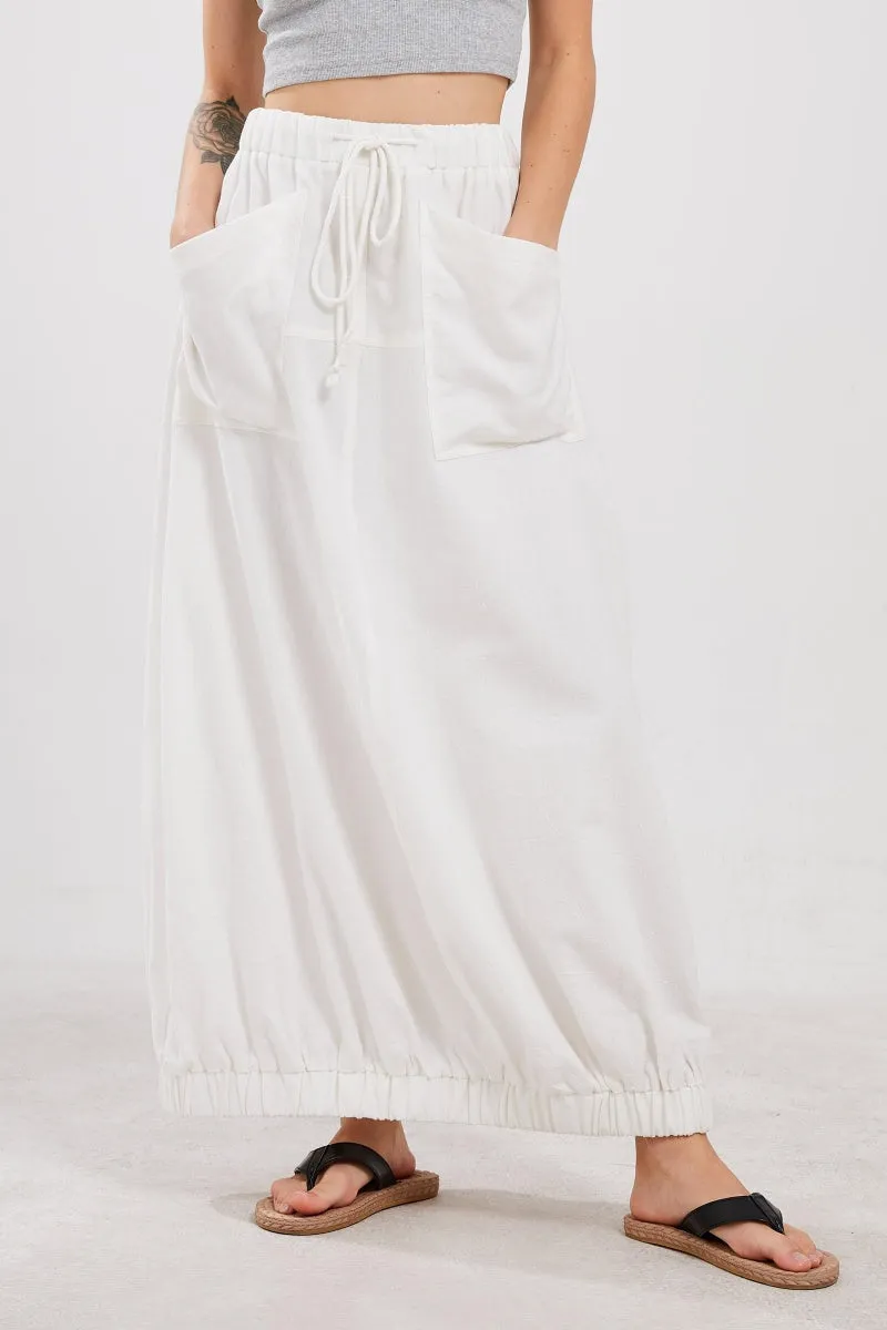 Chouyatou Women Baggy Parachute Skirt Comfy Casual Cotton Y2k Cargo Maxi Long Skirt