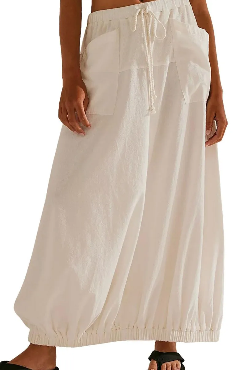 Chouyatou Women Baggy Parachute Skirt Comfy Casual Cotton Y2k Cargo Maxi Long Skirt