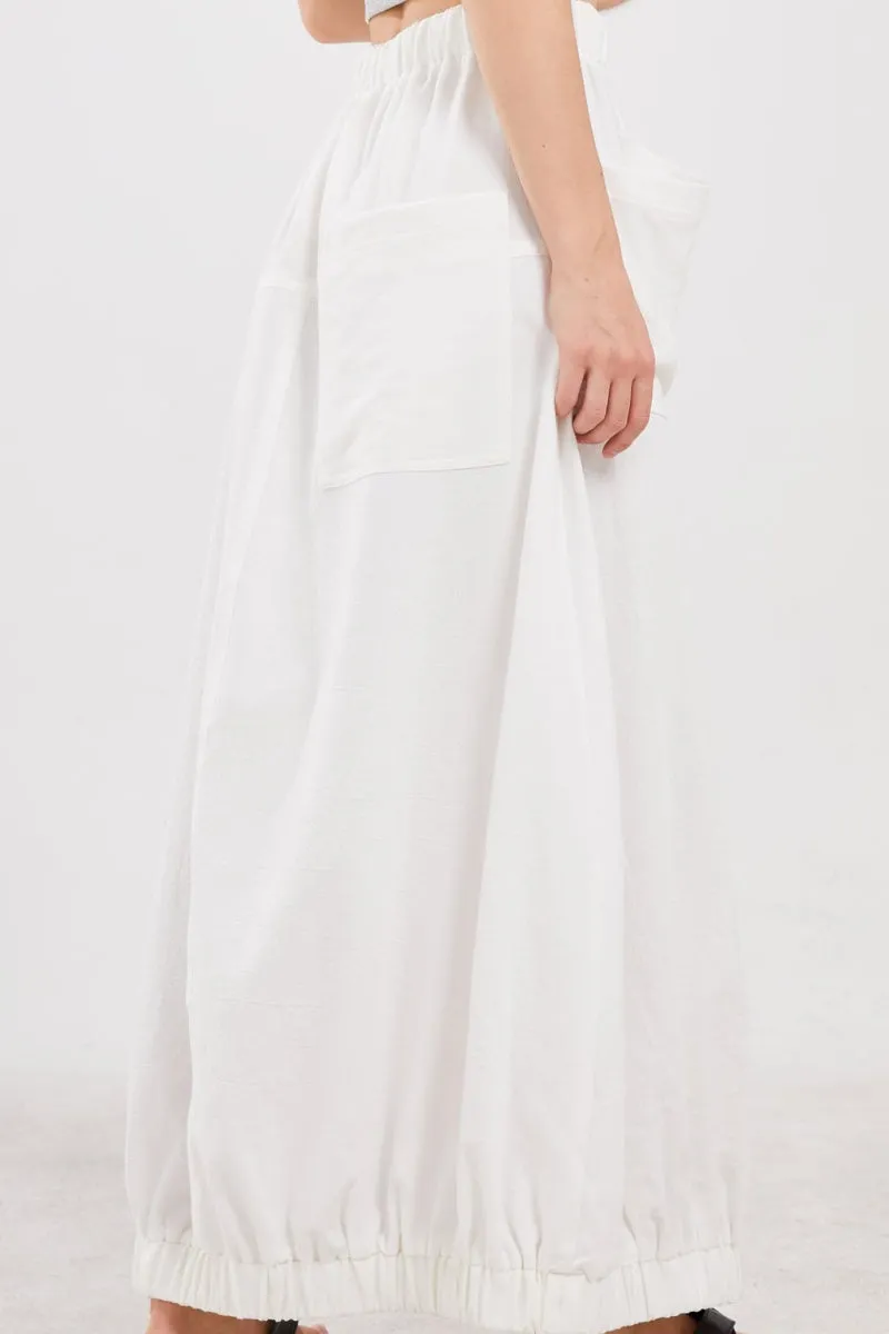 Chouyatou Women Baggy Parachute Skirt Comfy Casual Cotton Y2k Cargo Maxi Long Skirt