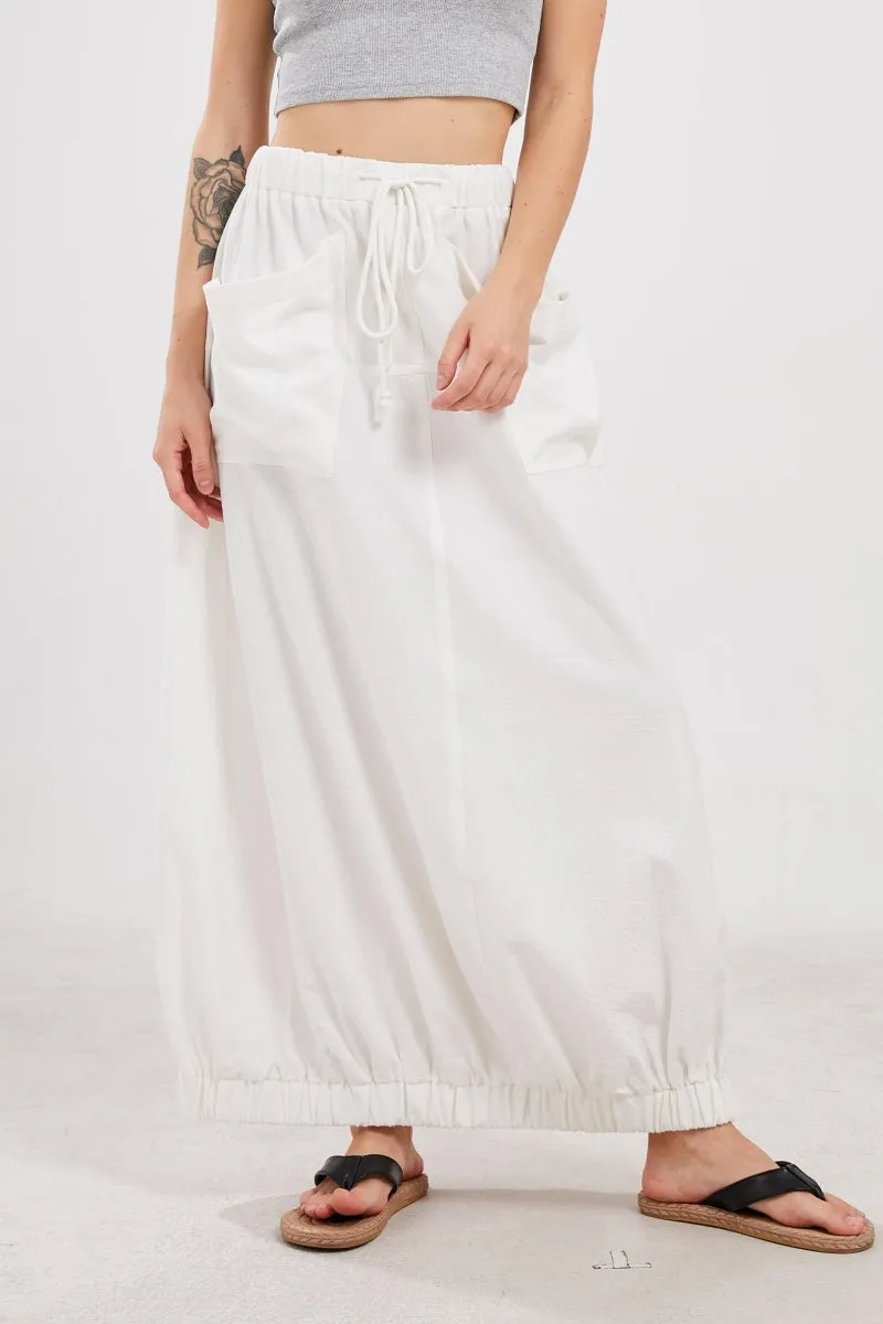 Chouyatou Women Baggy Parachute Skirt Comfy Casual Cotton Y2k Cargo Maxi Long Skirt