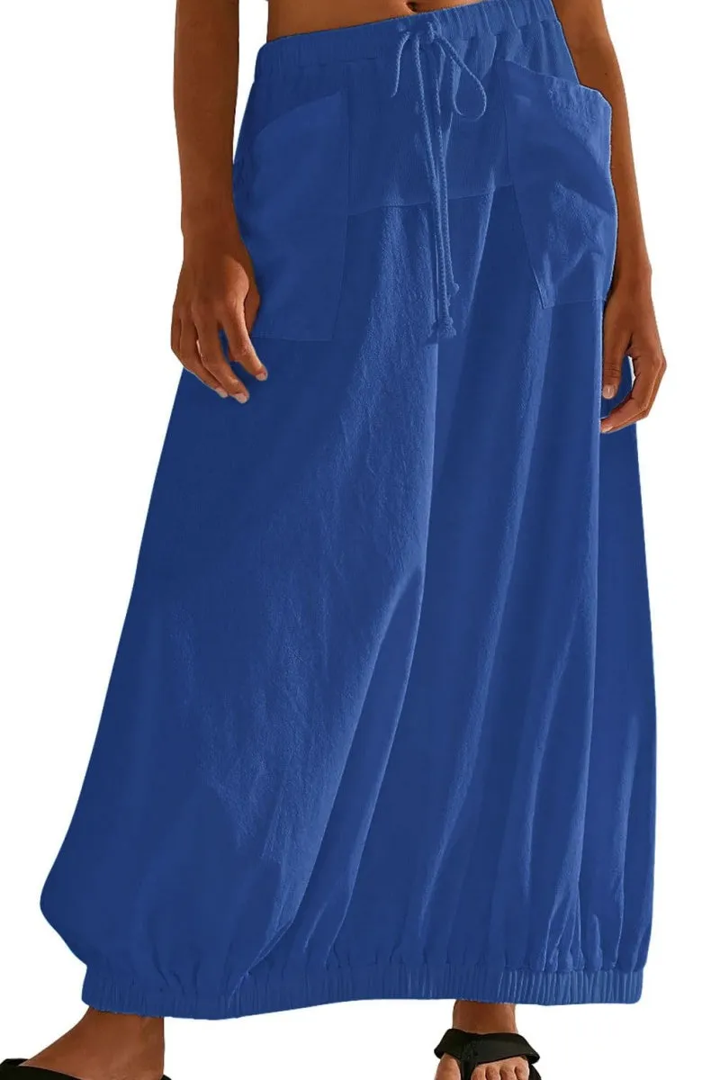 Chouyatou Women Baggy Parachute Skirt Comfy Casual Cotton Y2k Cargo Maxi Long Skirt