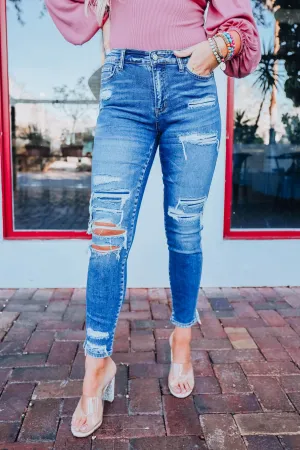 Contrast Patch Skinny Jeans