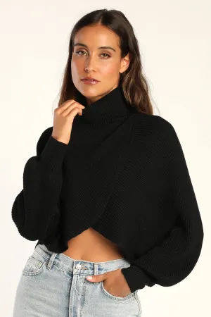 CROSS FRONT REVERSIBLE CROPPED SWEATER