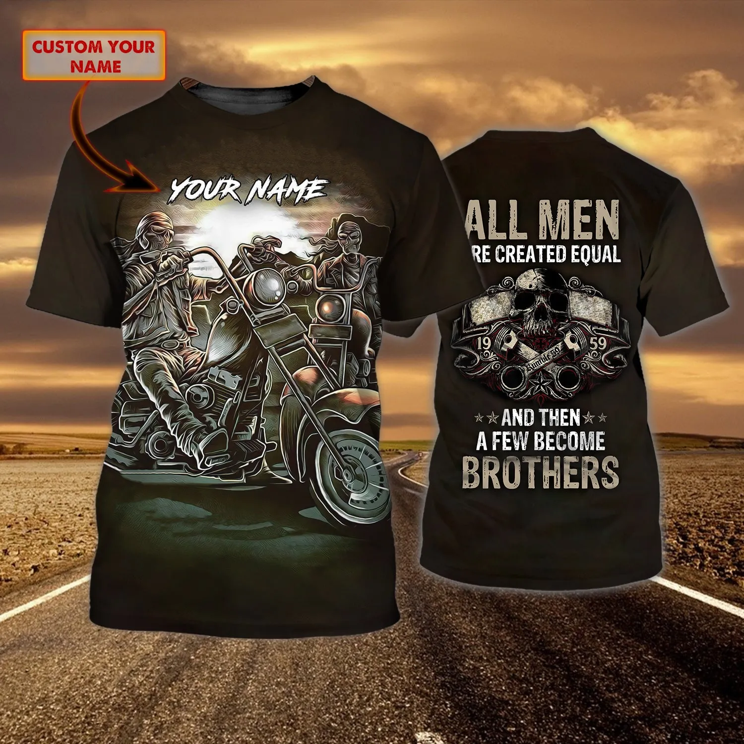 Custom Name Tshirt-Old men Biker Brothers-HTV