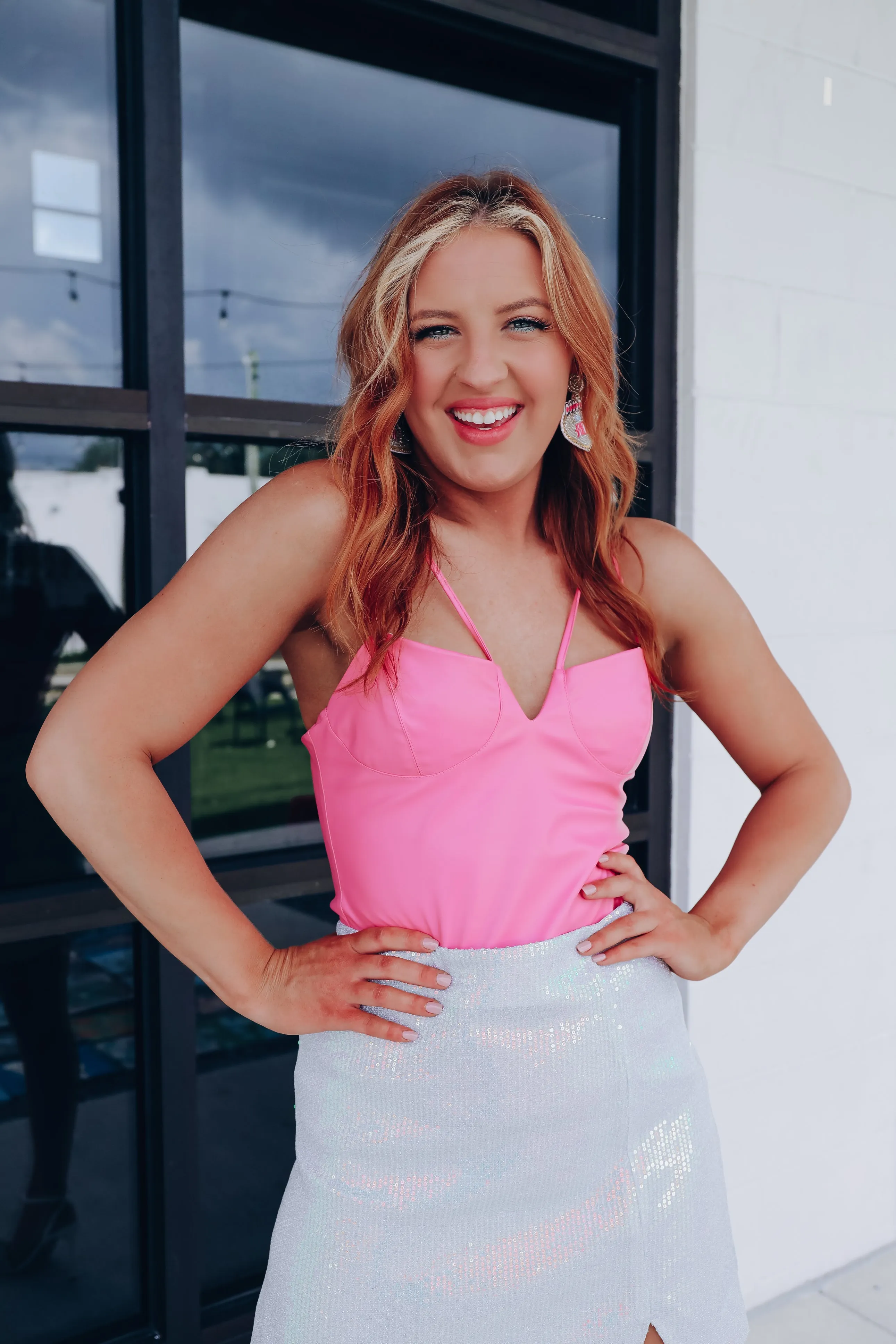 Double Trouble Strappy Faux Leather Bodysuit - Pink