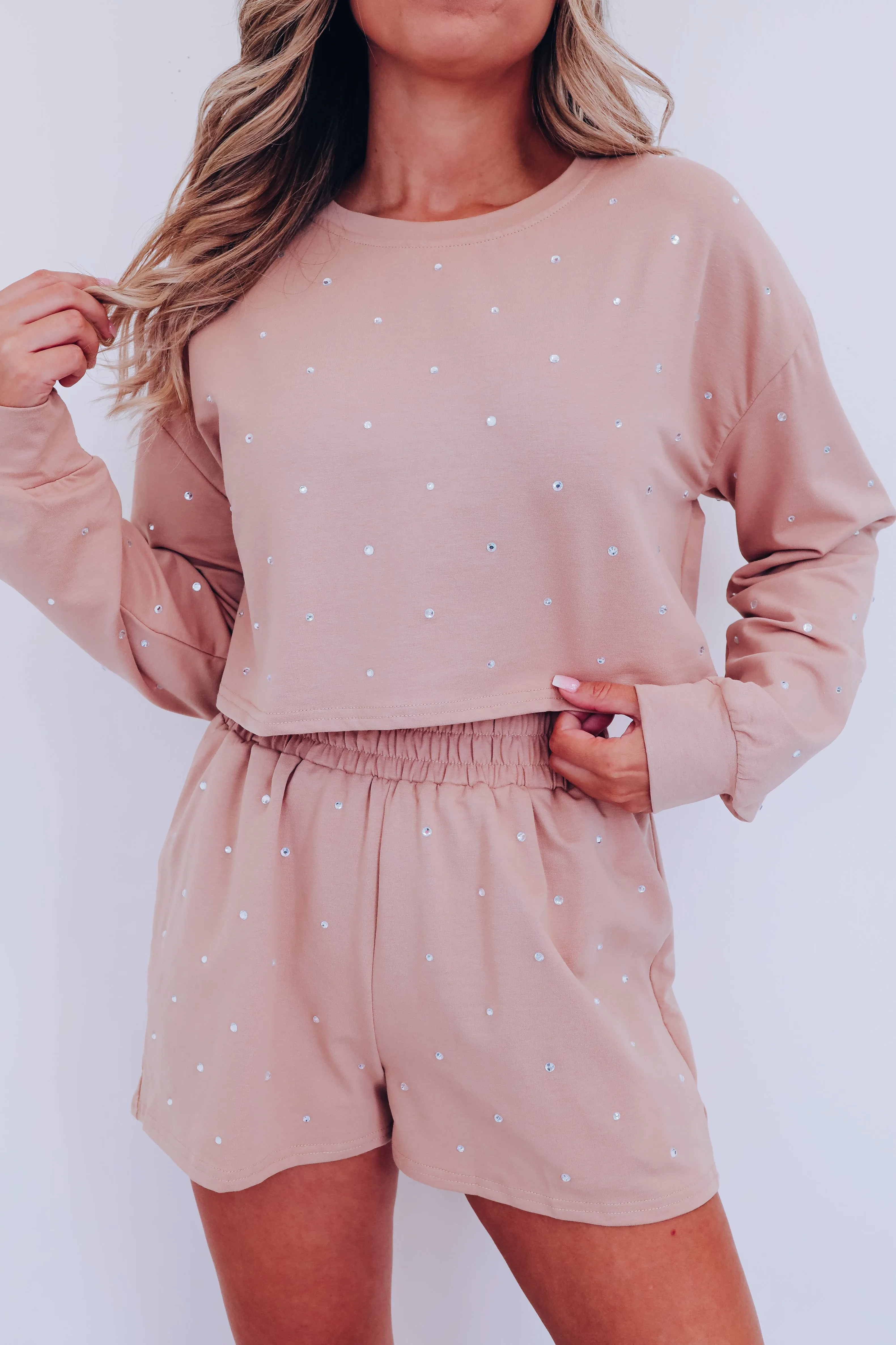 Dreaming Of Diamonds Shorts Set - Mocha
