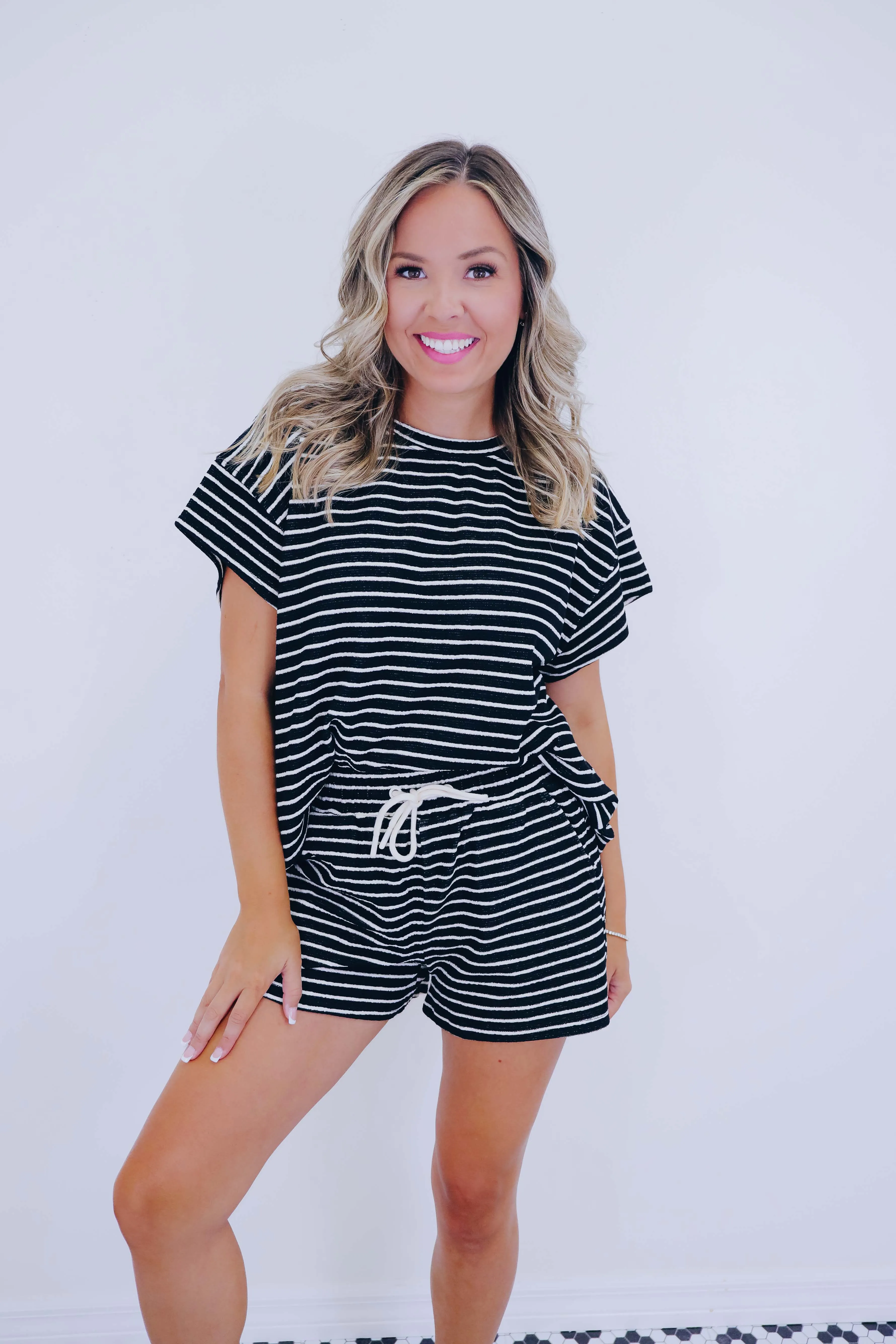 East Coast French Terry Striped Short Set - 4 Colors