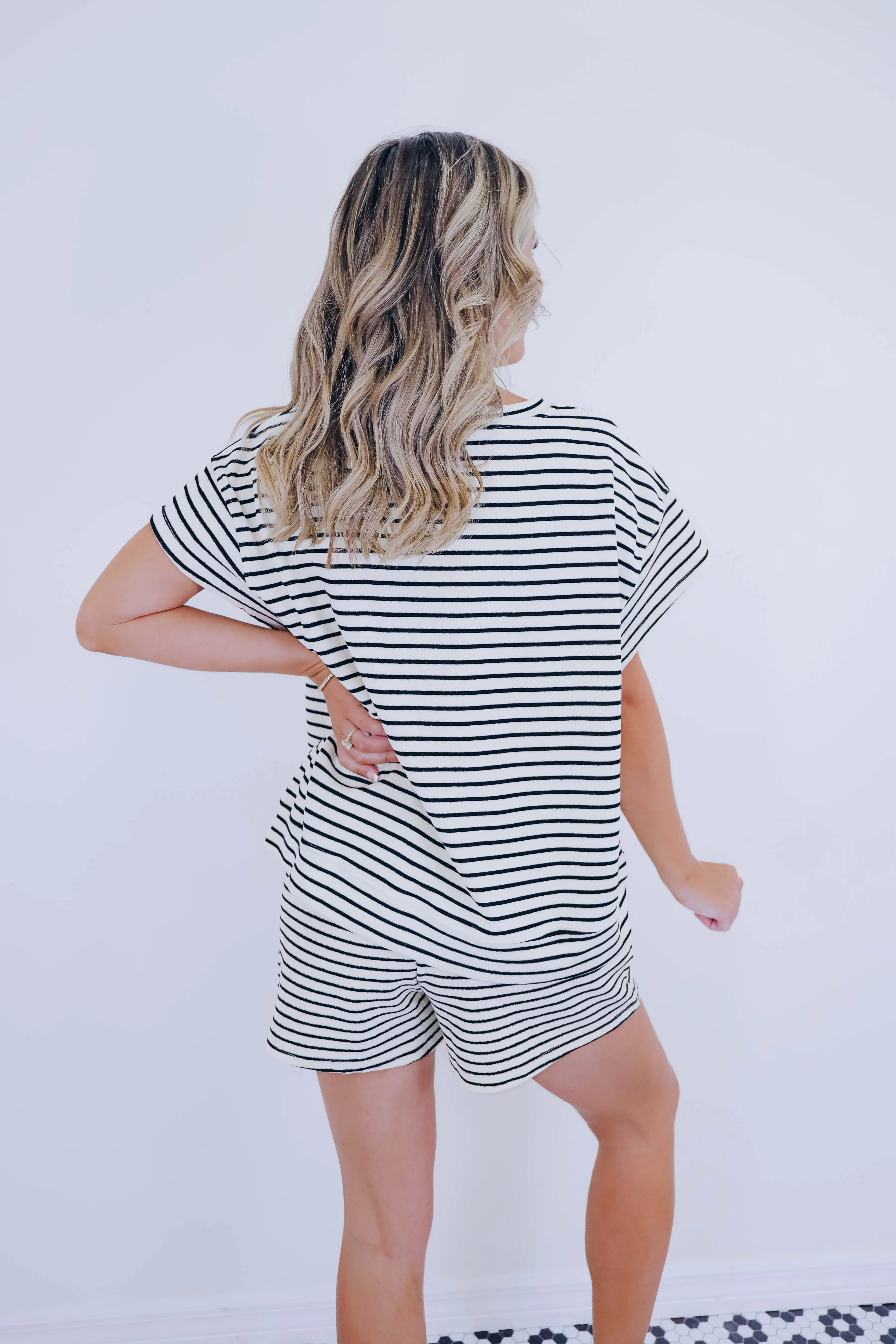 East Coast French Terry Striped Short Set - 4 Colors