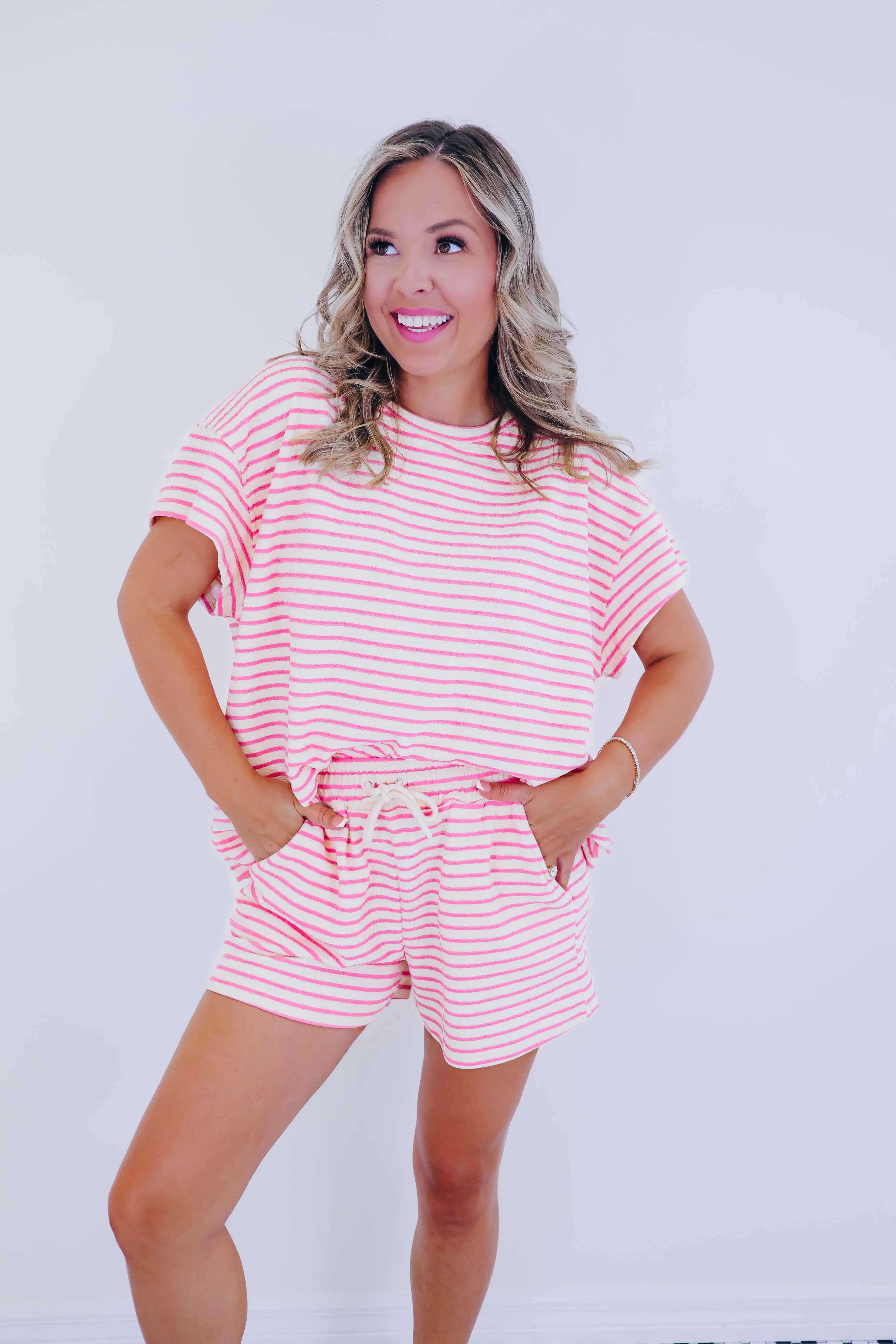 East Coast French Terry Striped Short Set - 4 Colors