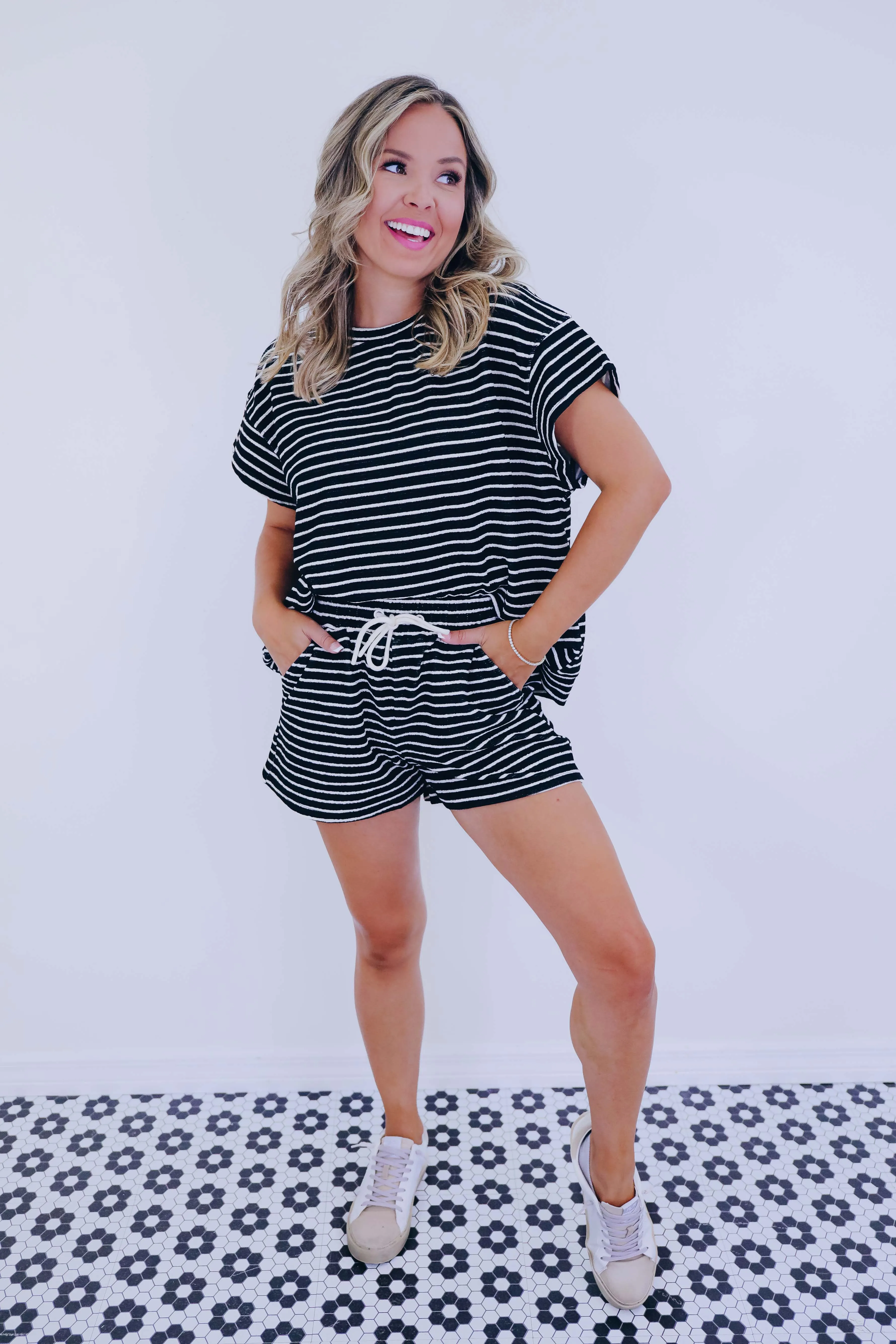 East Coast French Terry Striped Short Set - 4 Colors