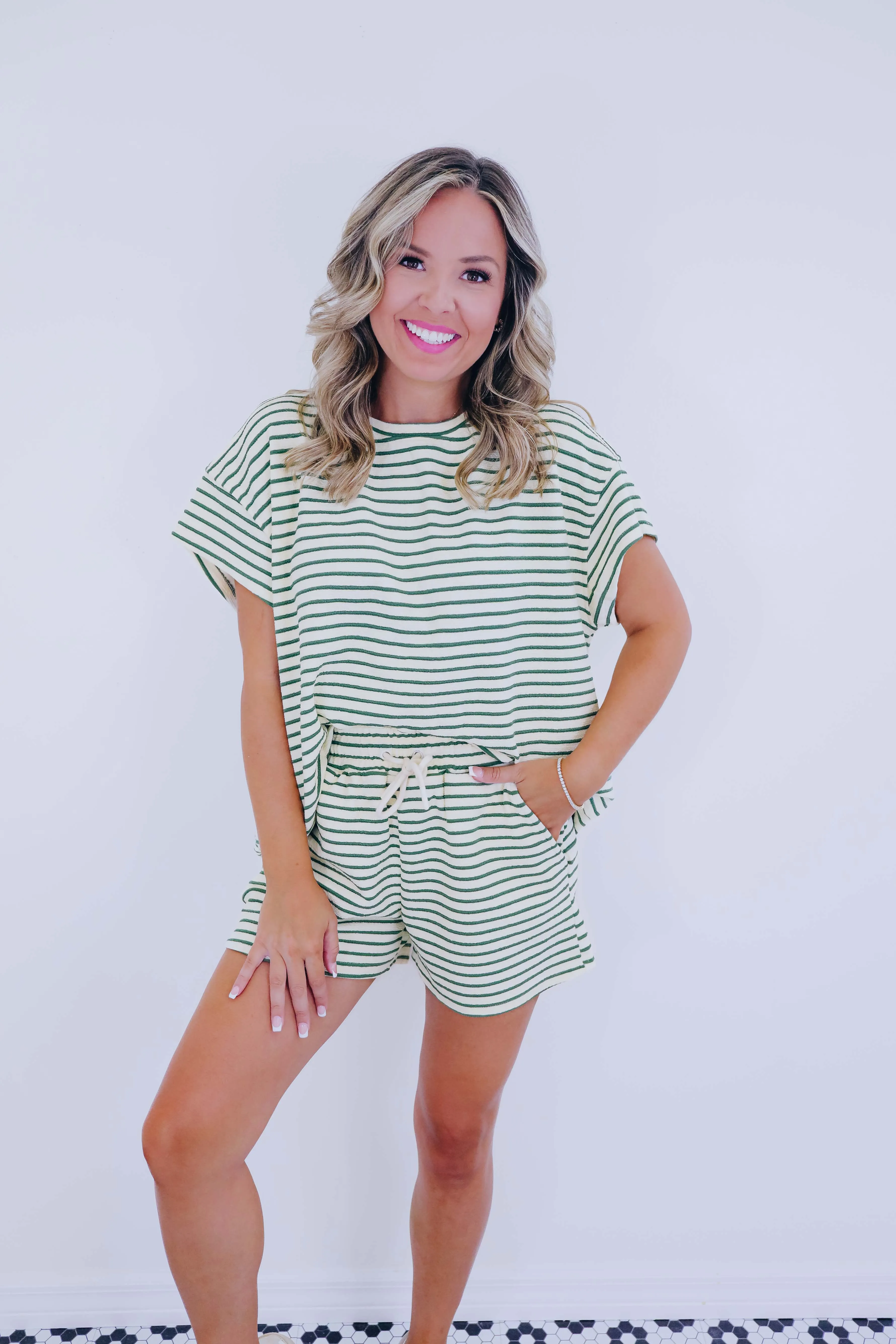 East Coast French Terry Striped Short Set - 4 Colors