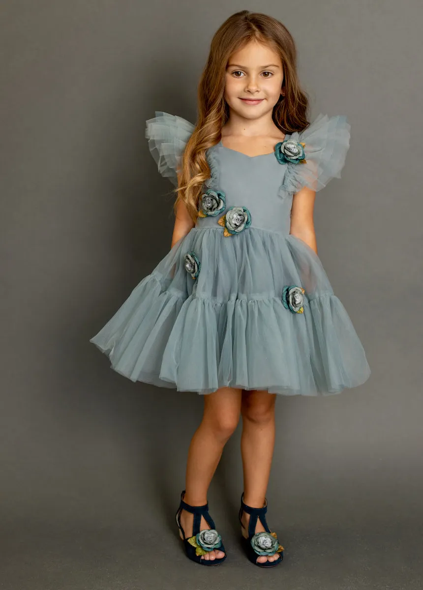Elain Dress in Dusty Teal