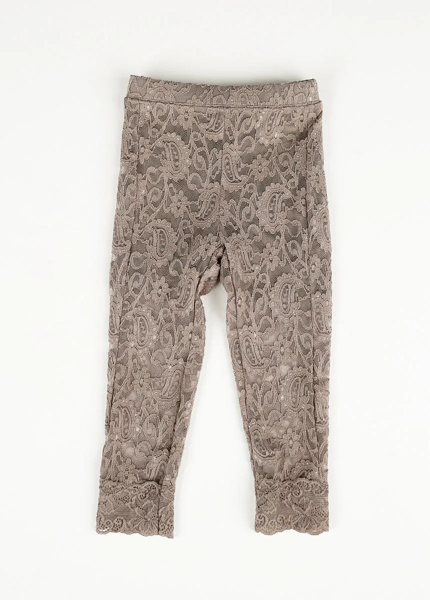Elea Lace Leggings in Taupe