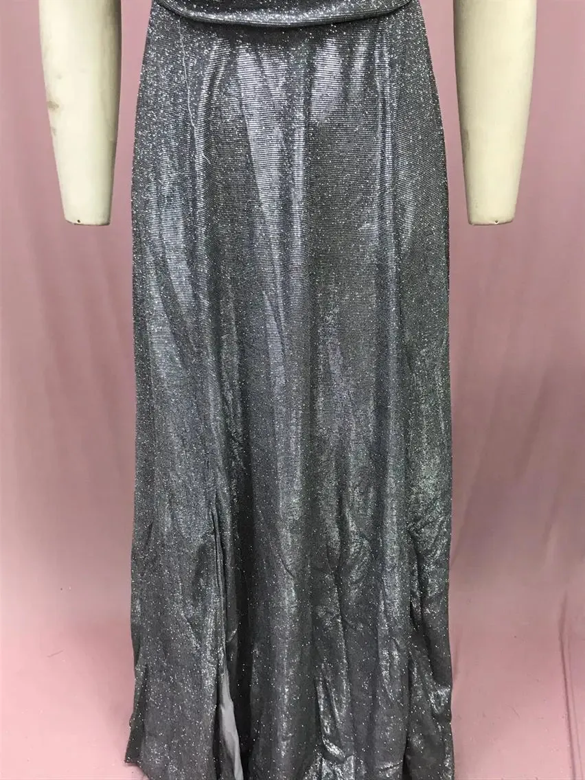 Elegant Off-Shoulder Sequin Evening Gown A-Line Prom Dress w/ Split