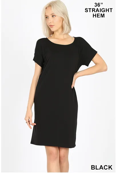 Emma Rolled Sleeve T-Shirt Dress-Crew