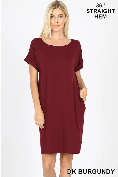 Emma Rolled Sleeve T-Shirt Dress-Crew