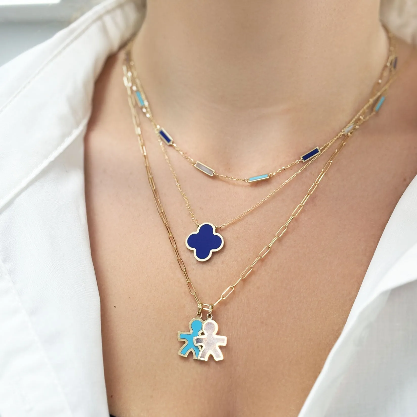 Extra Large Lapis Single Clover Necklace