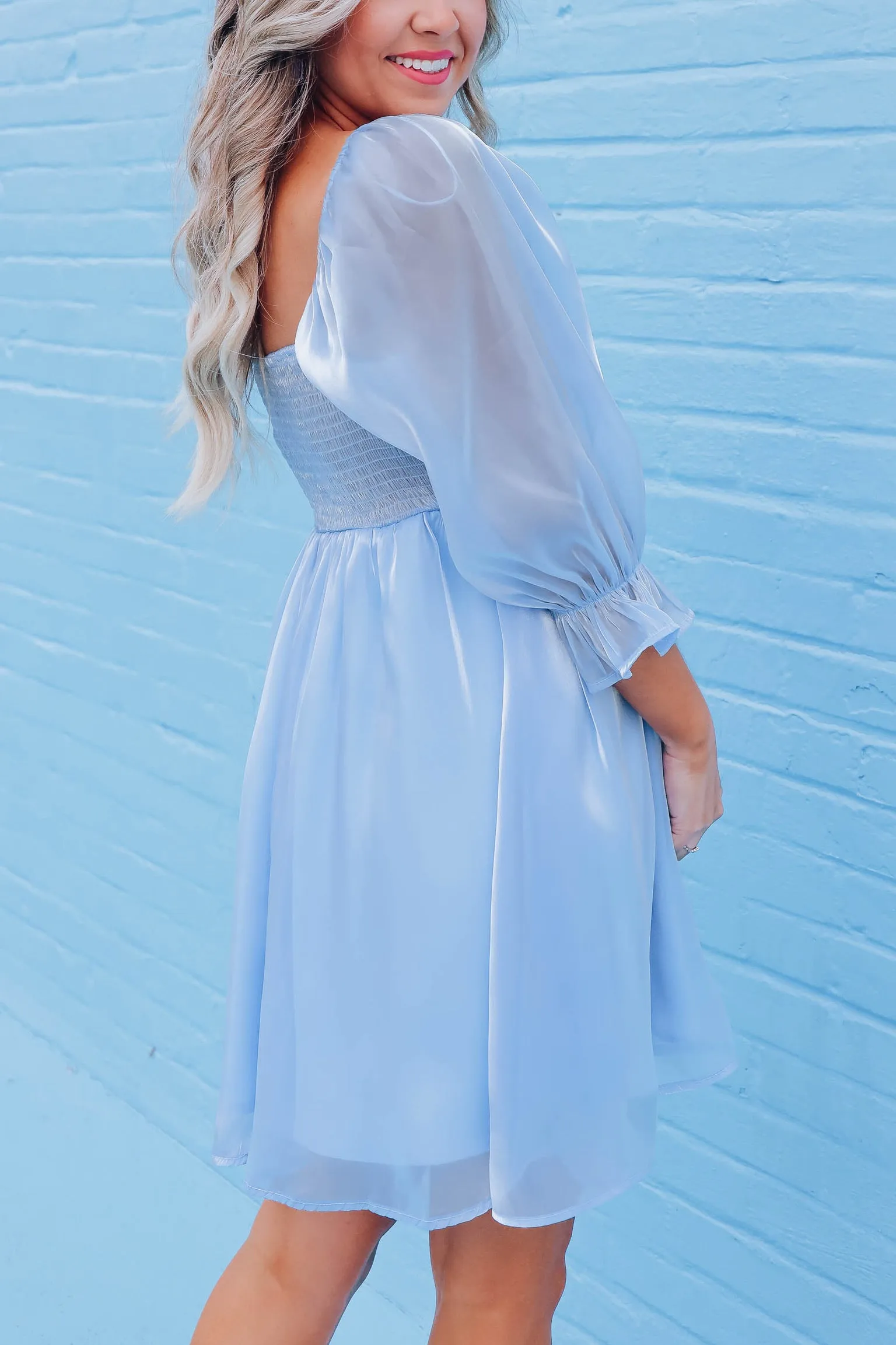Fairytale Iridescent Babydoll Dress - Blue