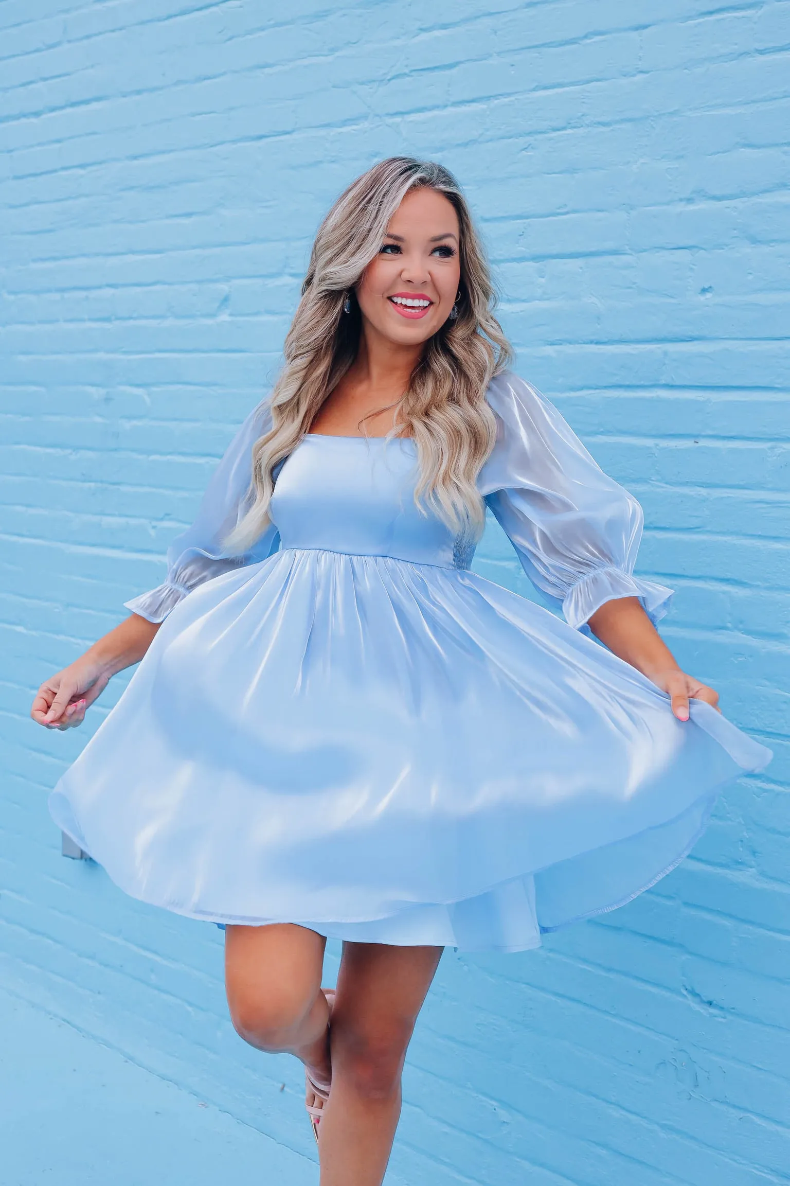 Fairytale Iridescent Babydoll Dress - Blue