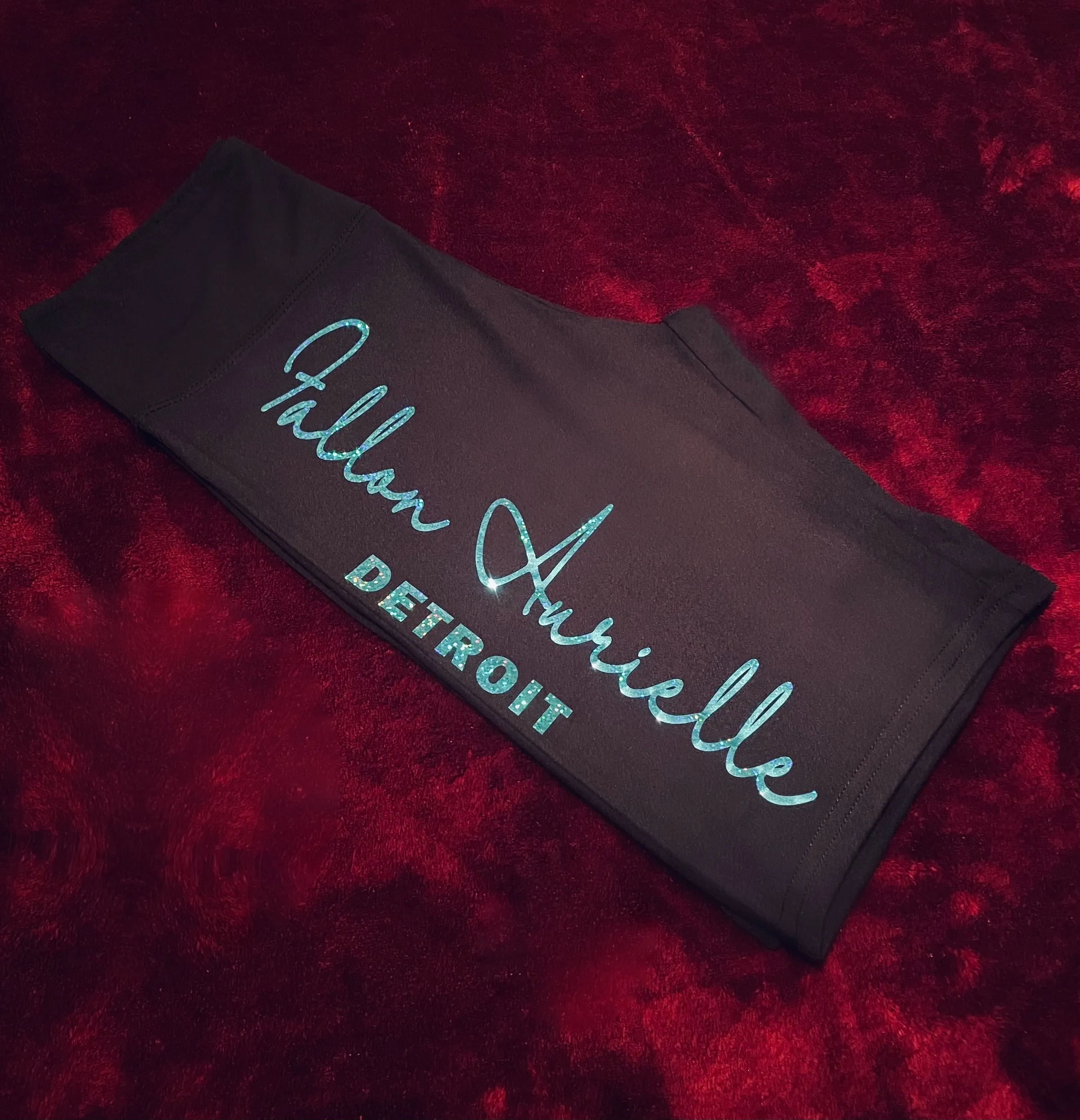 Fallon Aurielle Signature Detroit Rep Yo Set Biker Shorts (Black & Blue Sparkle)