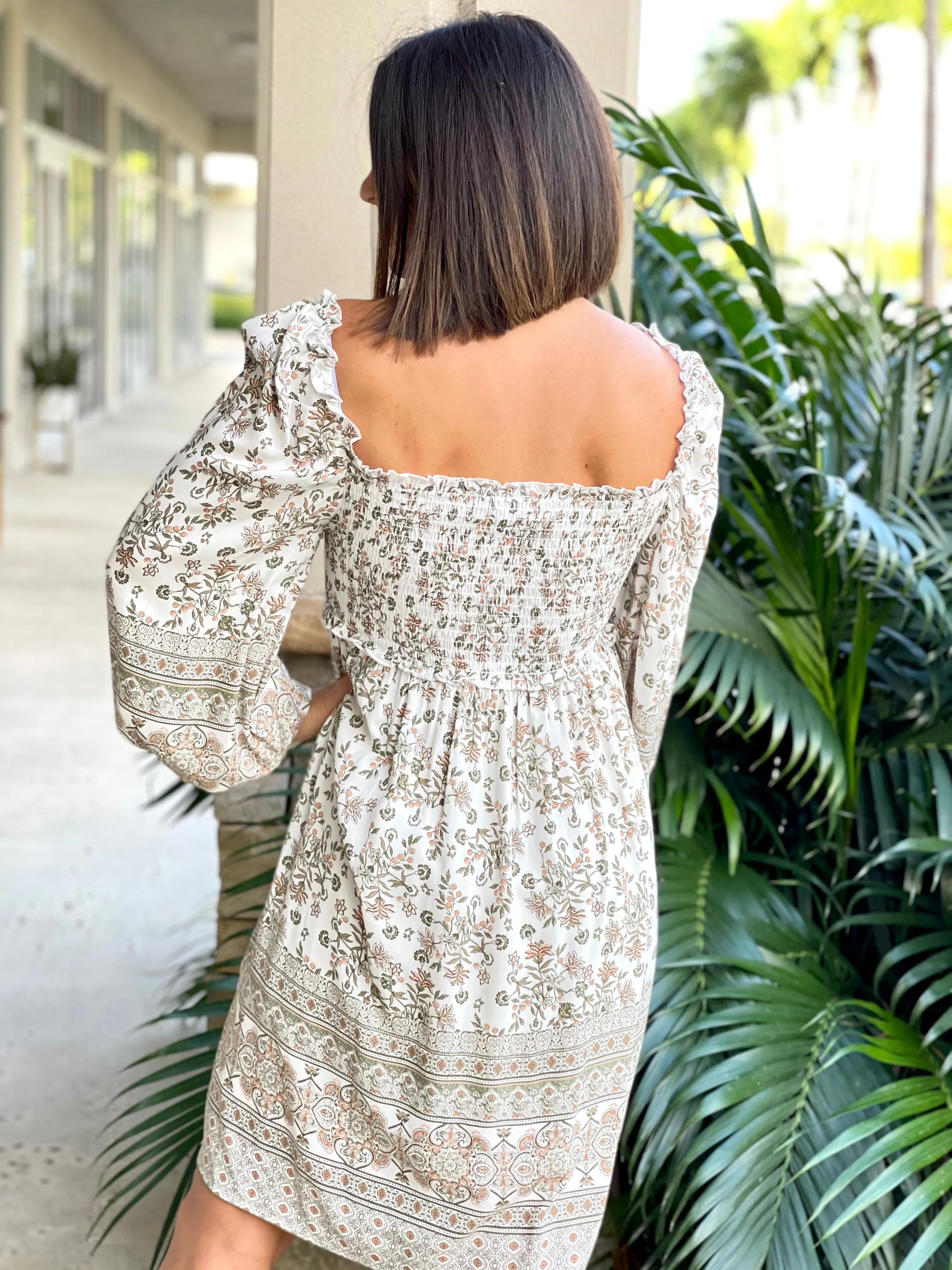 Floral border print midi dress