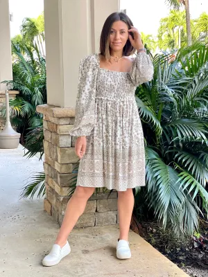 Floral border print midi dress