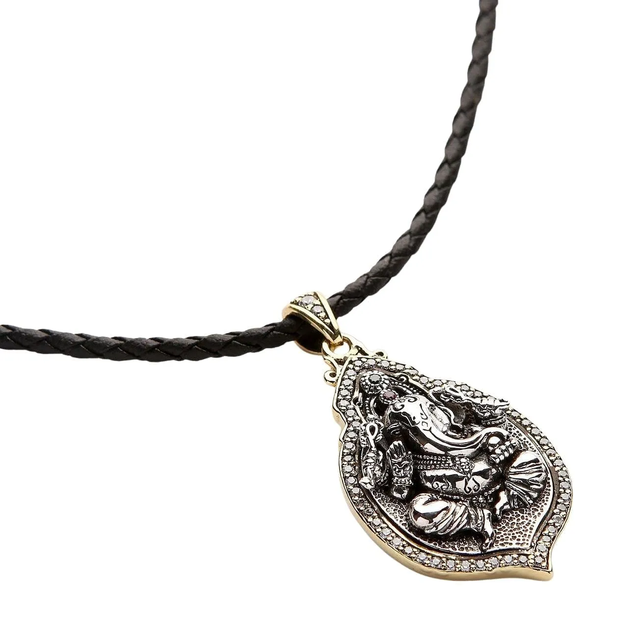 Ganesh Hindu God Good Luck Sterling Silver Locket Pendant Necklace