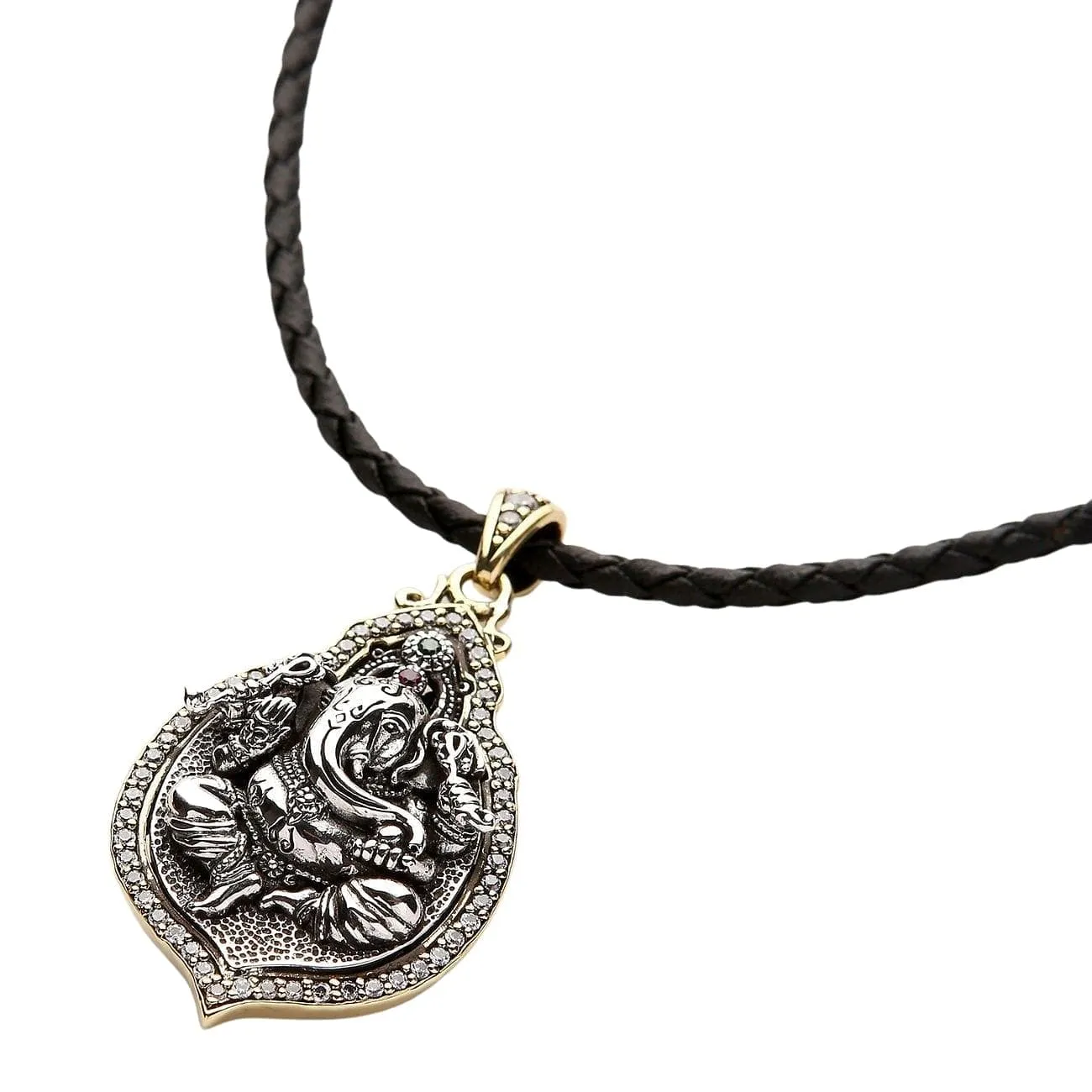Ganesh Hindu God Good Luck Sterling Silver Locket Pendant Necklace