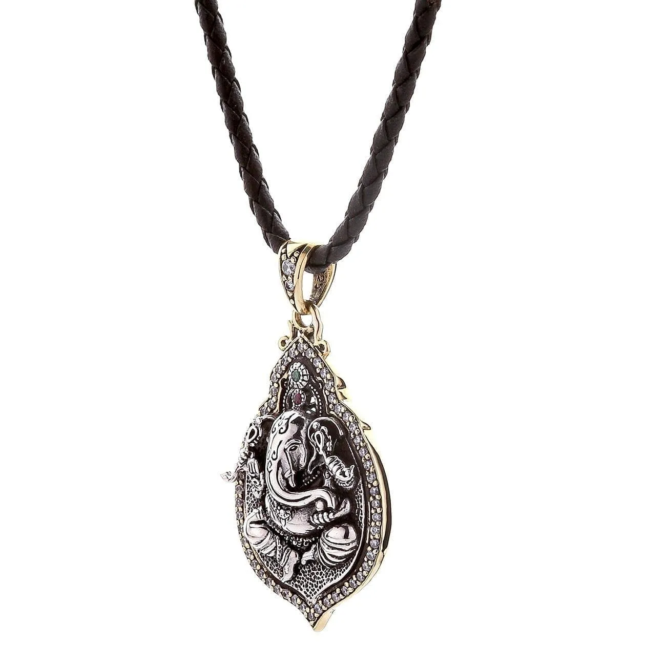 Ganesh Hindu God Good Luck Sterling Silver Locket Pendant Necklace
