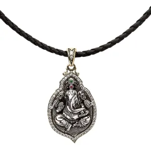 Ganesh Hindu God Good Luck Sterling Silver Locket Pendant Necklace