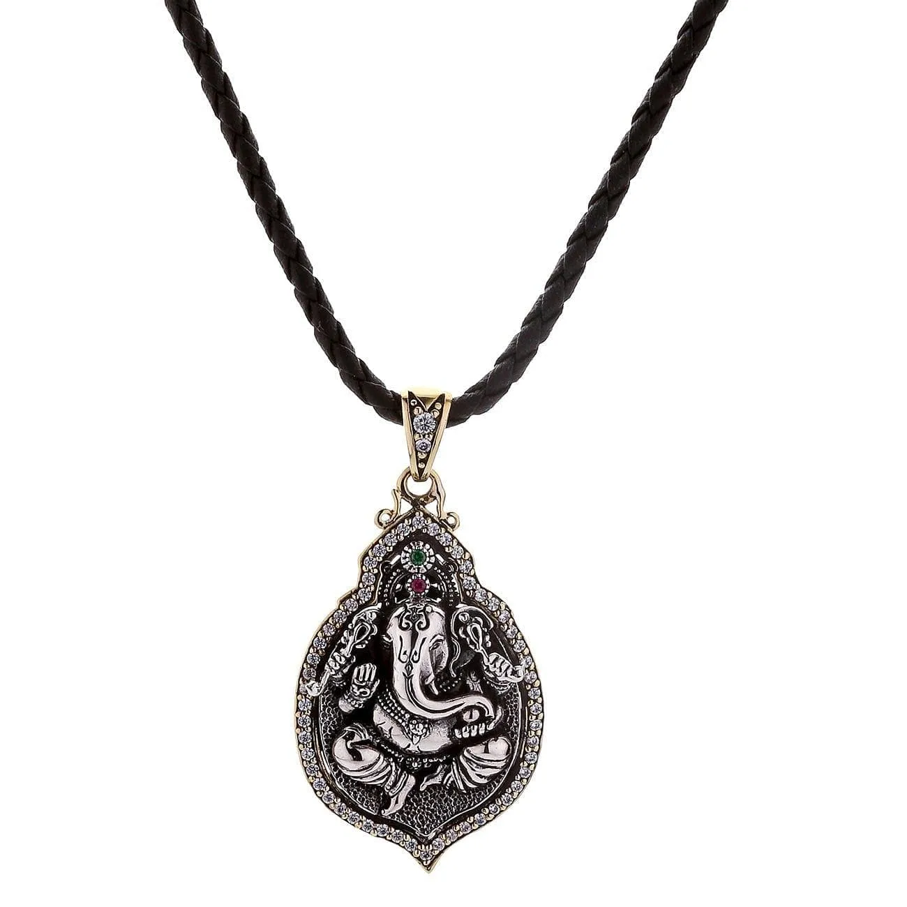 Ganesh Hindu God Good Luck Sterling Silver Locket Pendant Necklace