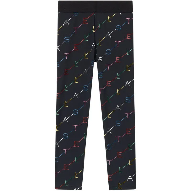 Girls Black Diagonal Logo Leggings