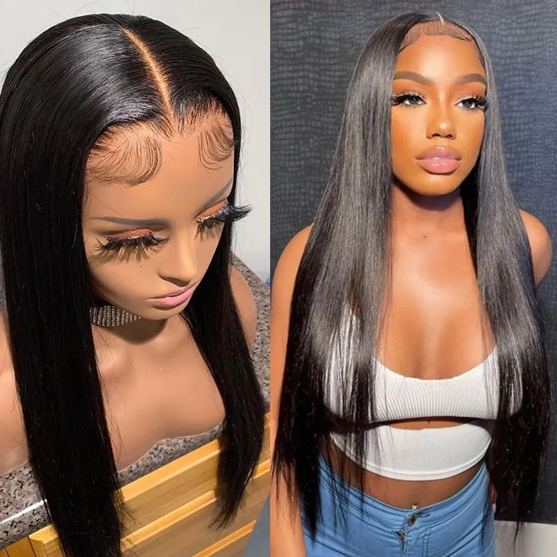 Glueless 4x4 Lace Closure Straight Wig 100% Human Hair