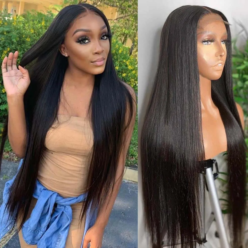 Glueless 4x4 Lace Closure Straight Wig 100% Human Hair