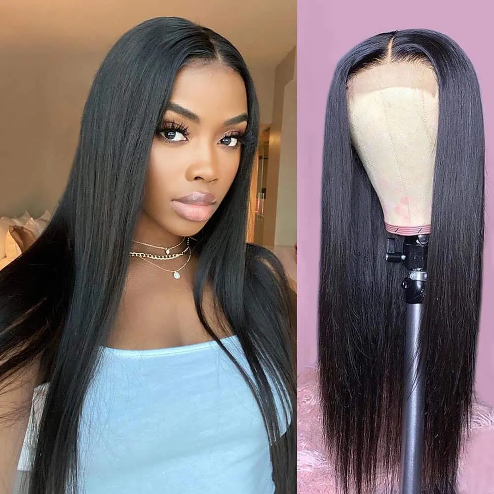 Glueless 4x4 Lace Closure Straight Wig 100% Human Hair