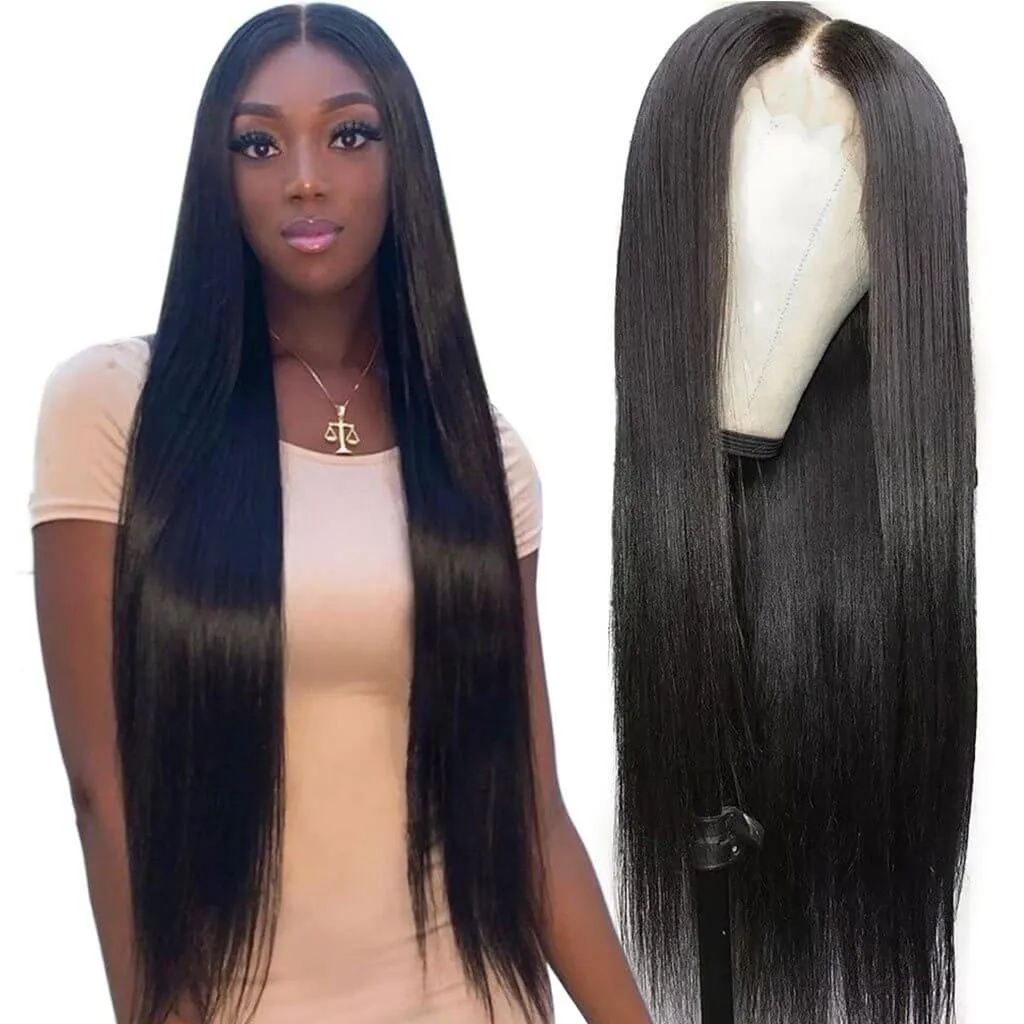 Glueless 4x4 Lace Closure Straight Wig 100% Human Hair