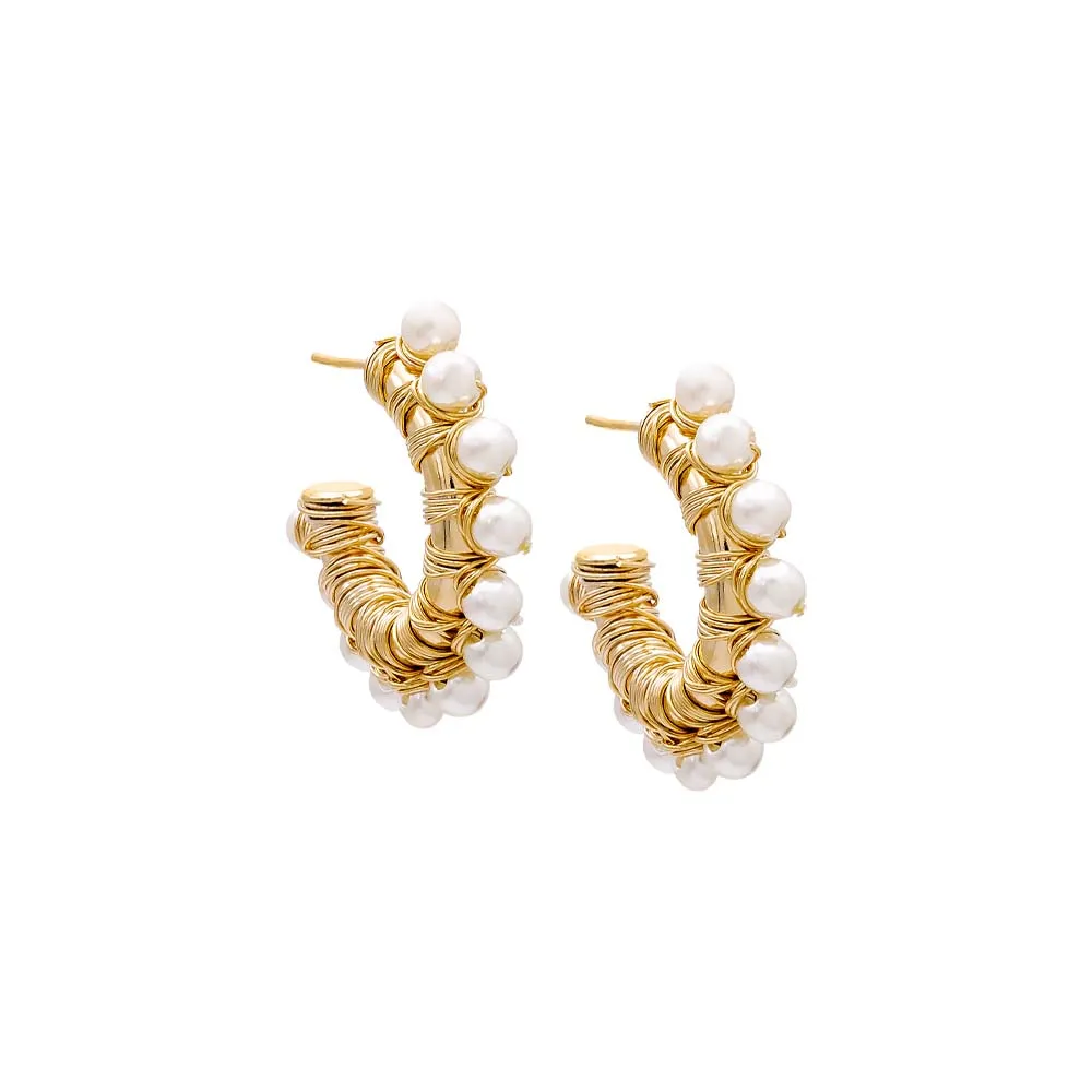 Gold Filled Multi Pearl Hoop Earring