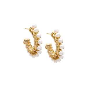 Gold Filled Multi Pearl Hoop Earring