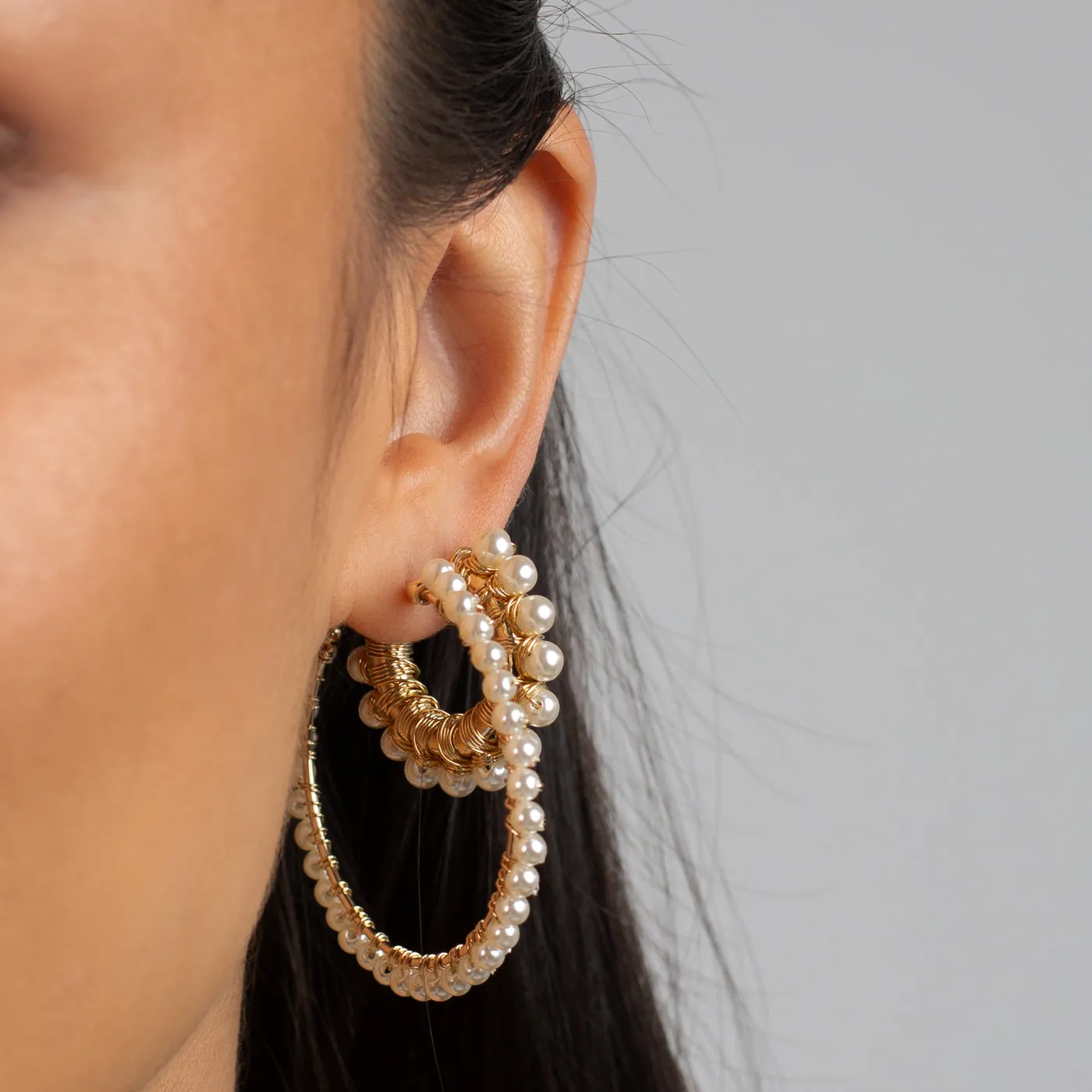 Gold Filled Multi Pearl Hoop Earring