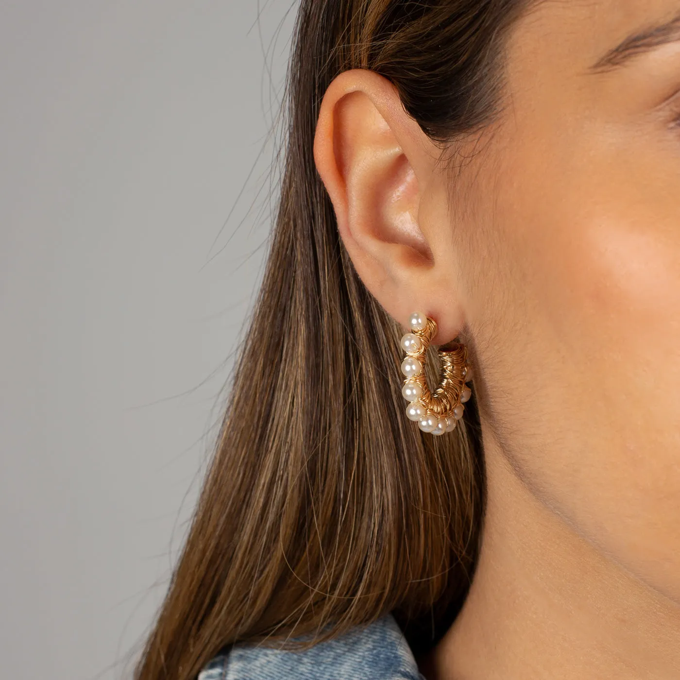 Gold Filled Multi Pearl Hoop Earring