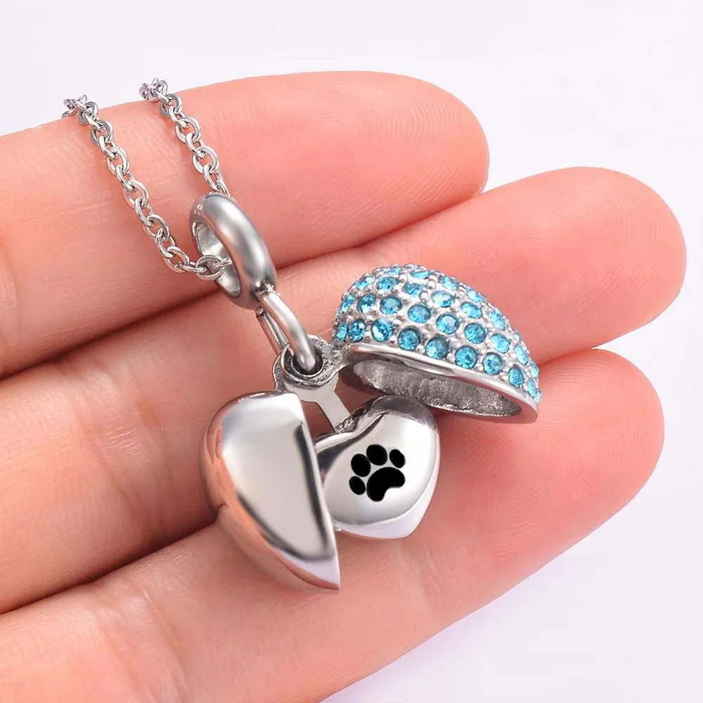 Heart-shaped Cremation Locket Necklace - Choose Name or Paw