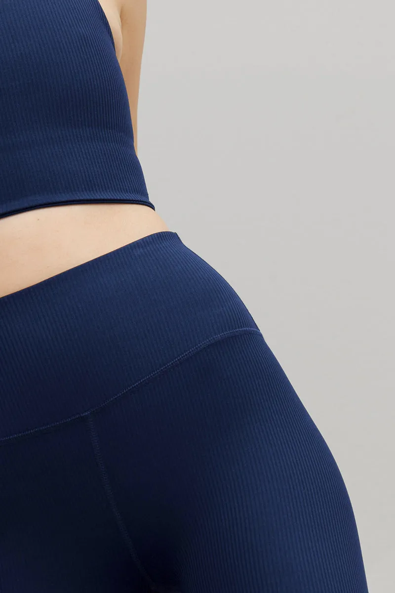 High-Waist Biker Ripped Blue Depth