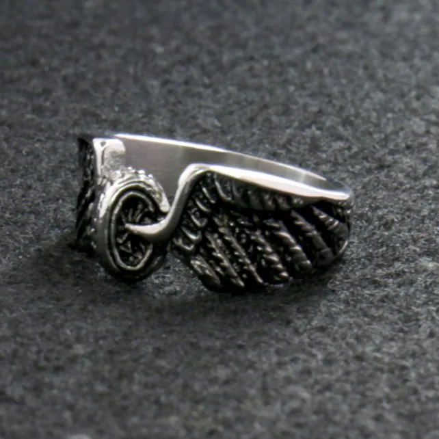 Hot Leathers JWR1102 Silver Wing Wheel Stainless Steel Ring