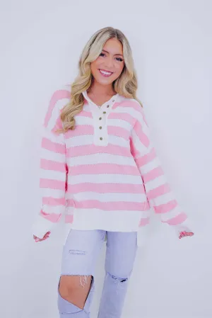 Huggable Henley Striped Sweater - 4 Colors
