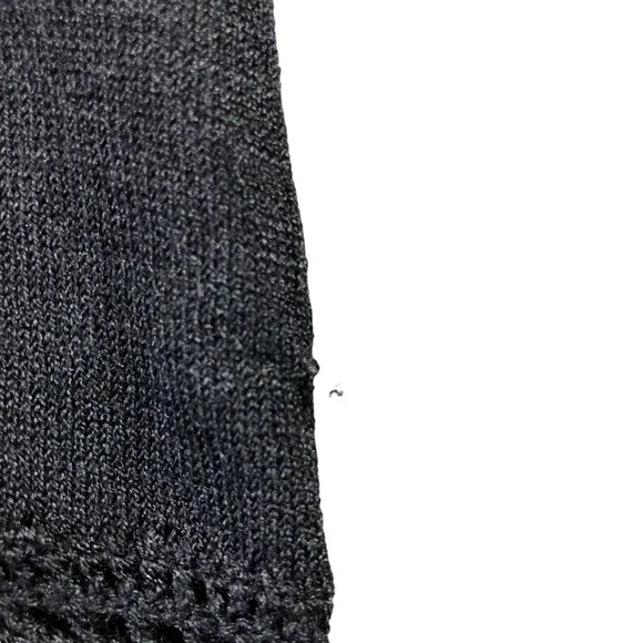 J Jill Womens Small Petite Black Crochet Silk Button Front Sweater, Elbow Sleeve
