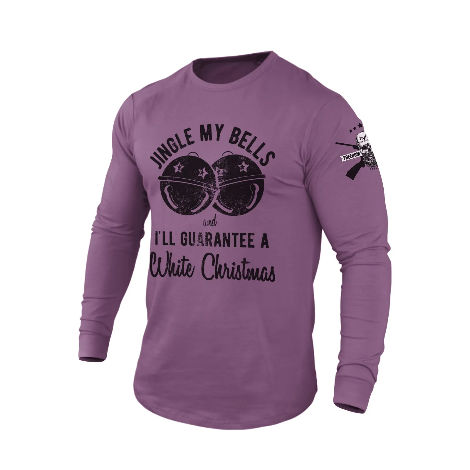 JINGLE MY BELLS AND I'LL GUARANTEE A WHITE CHRISTMAS 100% COTTON GRAPHIC LONG SLEEVE T-SHIRT