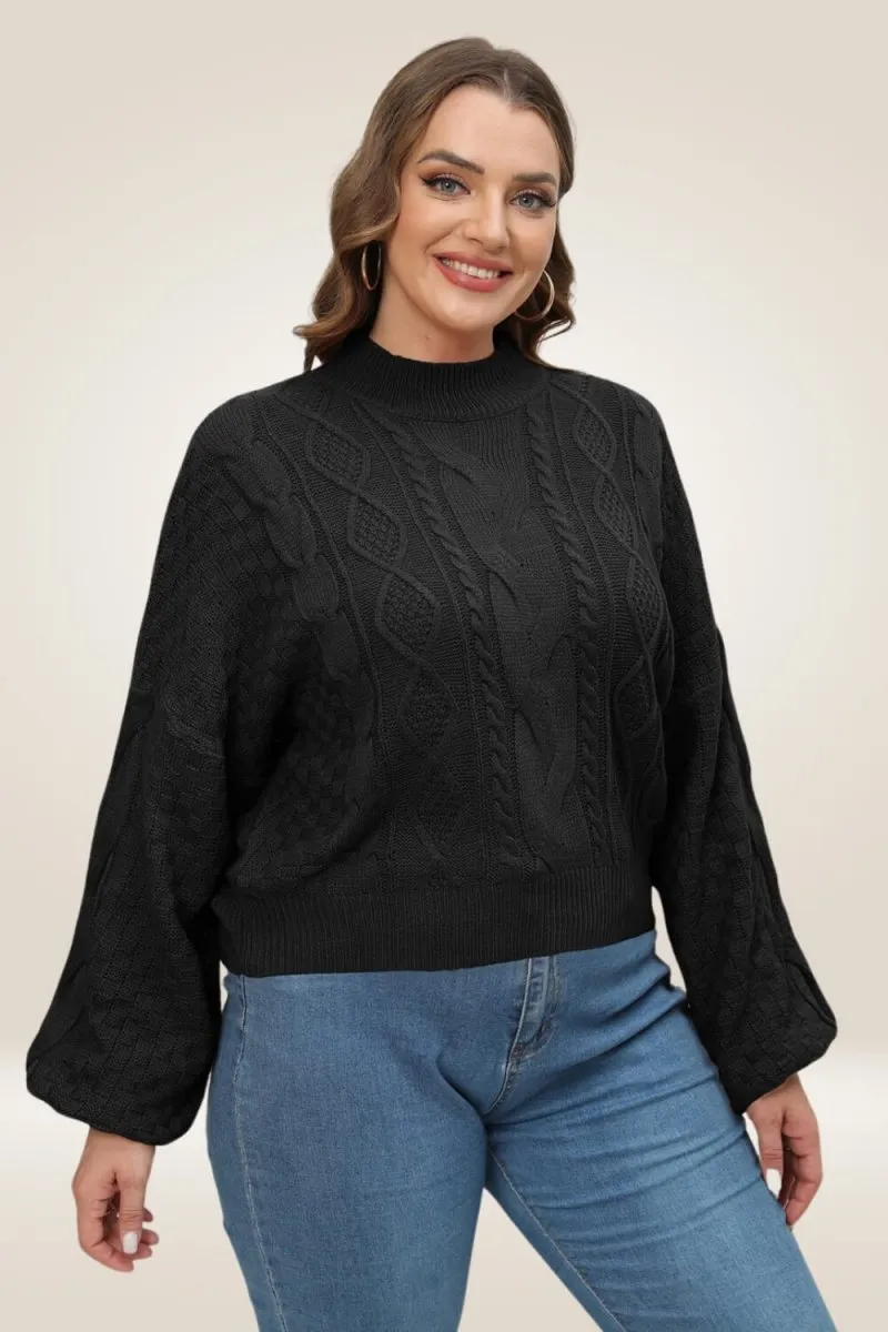 Lantern Long Sleeve Knitted Black Sweater
