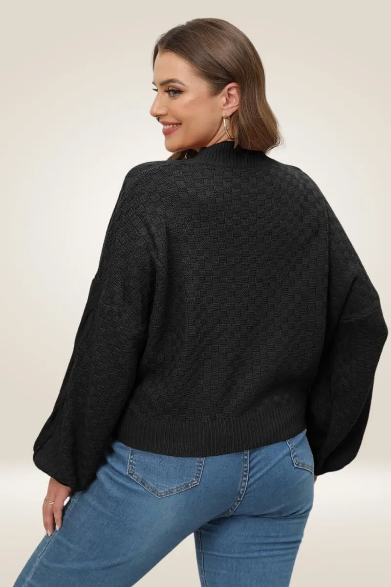 Lantern Long Sleeve Knitted Black Sweater