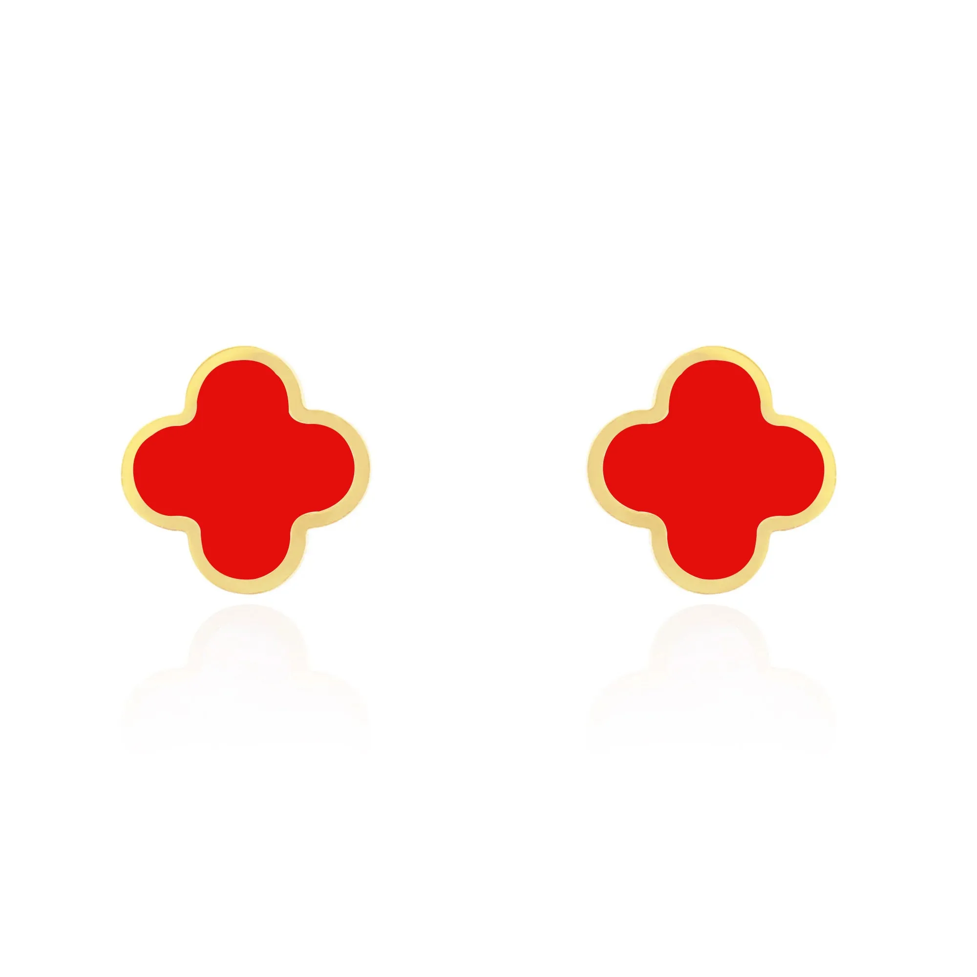 Large Coral Clover Stud Earrings